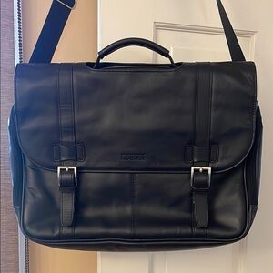Kenneth Cole Black Messenger Bag with Leather Finish